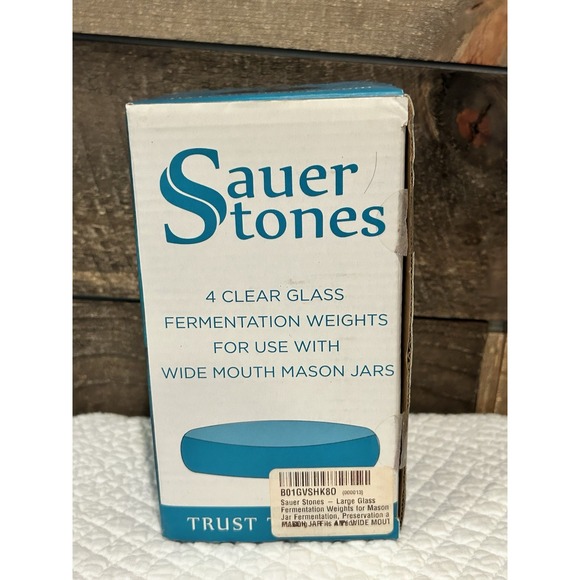 Sauer Stones 4 Clear Glass Wide Mouth Mason Jar Fermentation Weights Open Box - Picture 5 of 6